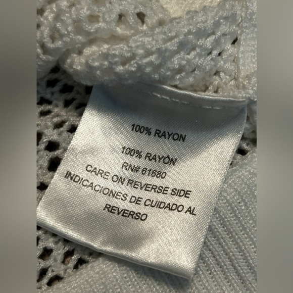 525 America Women's White Open Knit Long Sleeve Pullover Top XL sweater EUC - Picture 5 of 10